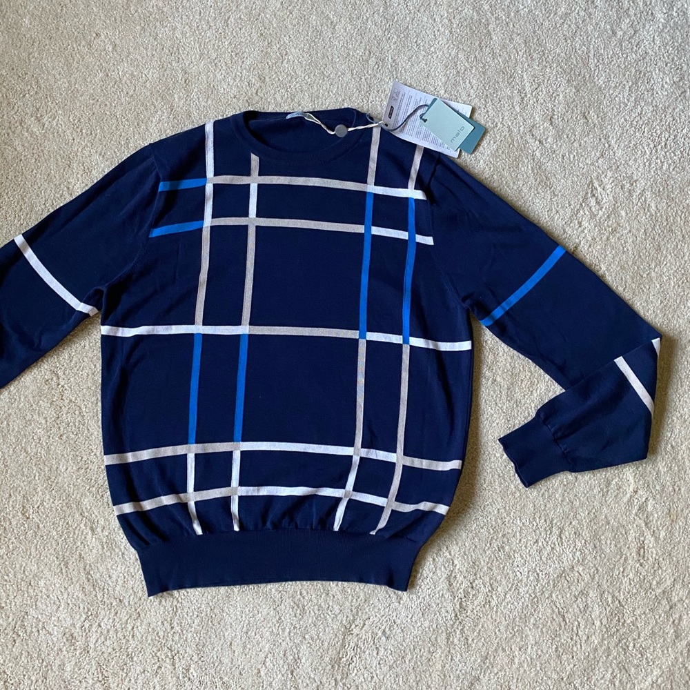Malo baby blue cotton sweater new medium
